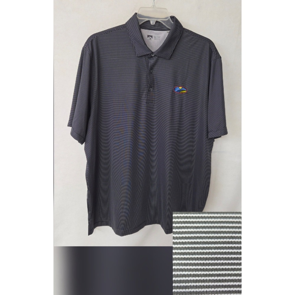 Storm Creek Polo Shirt Men 2XL Gray Microstripe Performance Short Sleeve UPF 50+